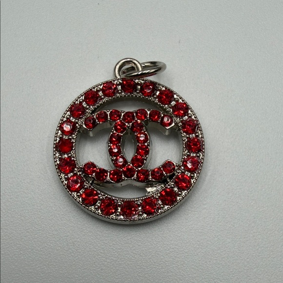 Upcycled Jewelry - Designer Upcycled Red Crystal Circle Pendant